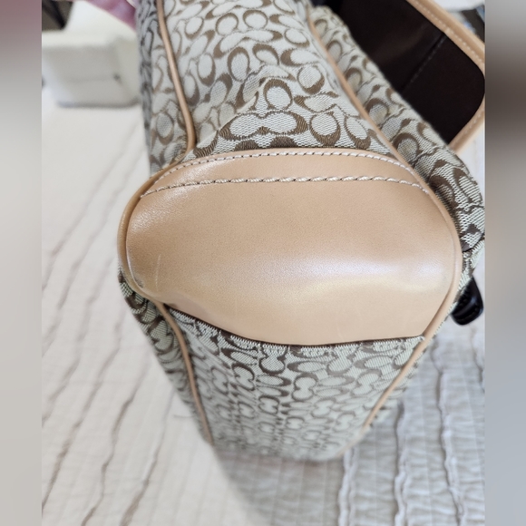 Coach Signature Print Lap Top Messenger Bag, Tan - Picture 10 of 16